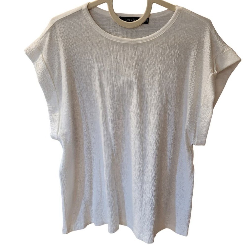 Doe & Rae Womens Short Folded Sleeve Tops Textured Size Small